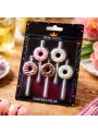 Vela Aniversário Formato Donuts Kit Com 5 Und Para Bolo