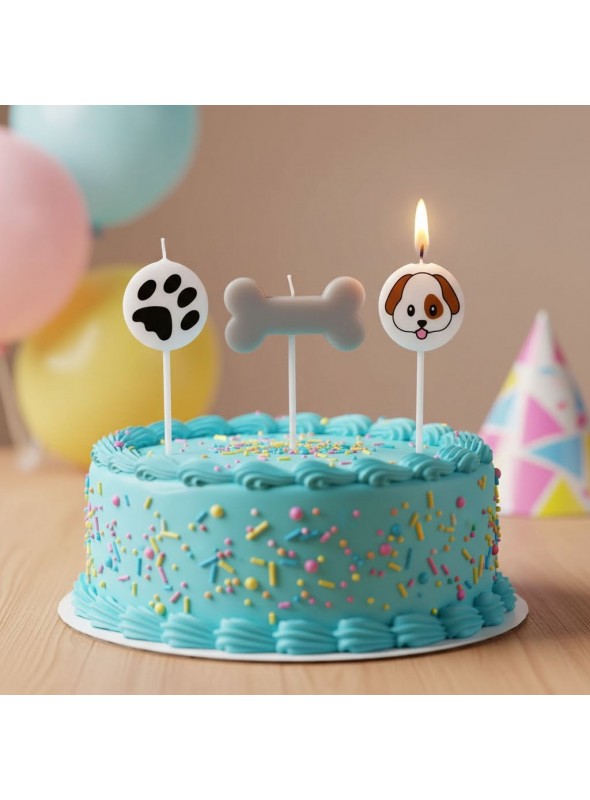 Vela de Aniversário Festa Cachorro Trio Silver Festas
