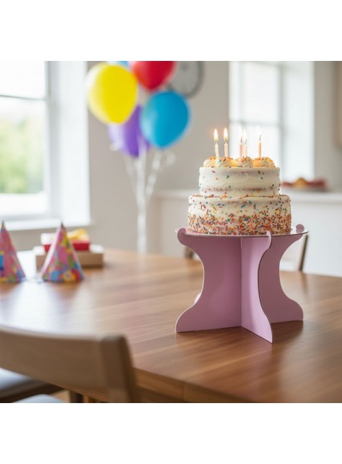 Boleira Desmontável Reutilizável Redonda Rosa Bebê 28cm Grande