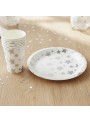 Prato E Copo De Papel Estrelas Prata Metalizada 8 Und Cada