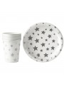 Prato E Copo De Papel Estrelas Prata Metalizada 8 Und Cada