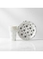 Prato E Copo De Papel Estrelas Prata Metalizada 8 Und Cada