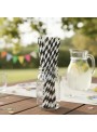 Canudos de Papel Listras Preto e Branco Silver Festas 20 Unidades