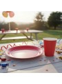 Kit Prato e Copo de Papel Descartáveis de Festa Vermelho Silver Festas - 10 unidades de cada