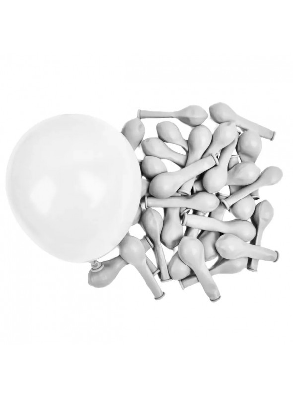 Balão de Látex Branco Polar 5 Polegadas 13cm São Roque 50 Unidades