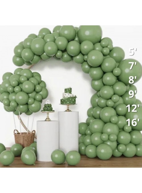 Balão de Látex Verde Eucalipto 11 Polegadas 28cm São Roque 25 Unidades