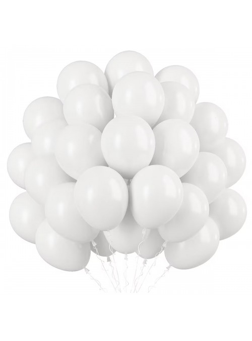 Balão de Látex Branco Polar 11 Polegadas 28cm São Roque 50 Unidades