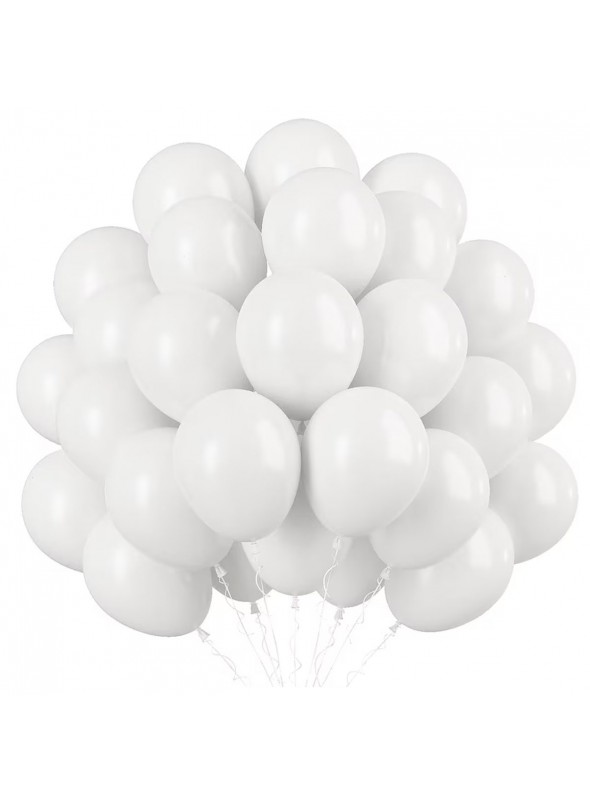 Balão de Látex Branco Polar 11 Polegadas 28cm São Roque 50 Unidades