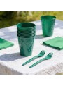Kit Festa 10 Pessoas Descartáveis Verde Perolado Prato Copo Garfo Guardanapo
