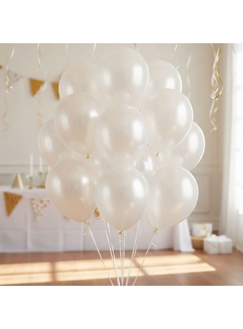 Balão de Látex Branco Perolado 11 Polegadas 28cm São Roque 25 Unid