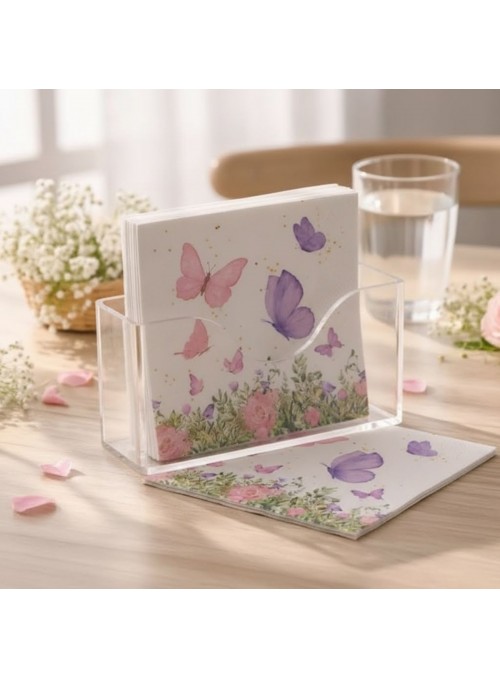 Guardanapo Estampado Jardim Das Borboletas Folha Dupla 33x33