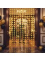 Cortina Metalizada Laminada Estrela Dourada 1 x 2m Decoração de Festa