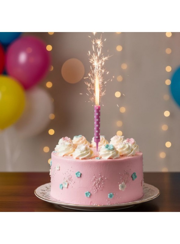 Vela de Aniversário Estrela chama Rosa – 1 unidade
