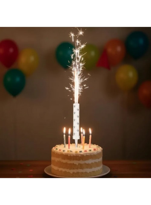 Vela de Aniversário Estrela Chama Branca – 1 unidade