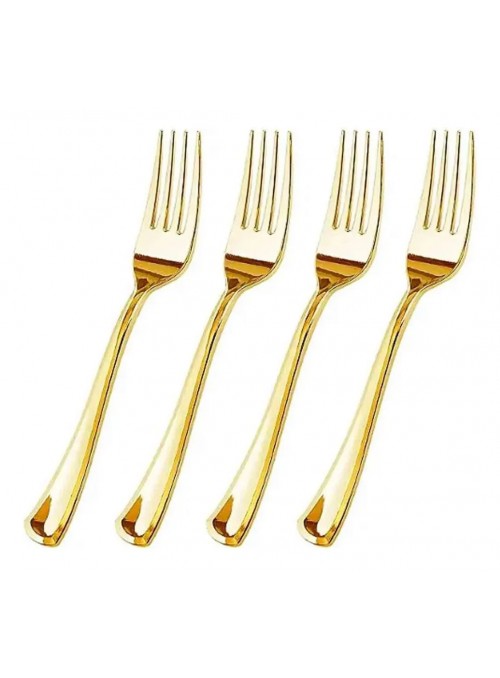 Garfos Refeição Descartáveis de Luxo Dourada – 8 unidades