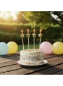 Vela de Aniversário Estrela Dourada 13,5cm Silver Festas 4 Unidades