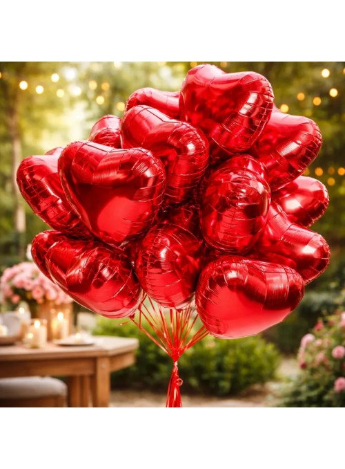 Balão Metalizado Coração Vermelha 18 Polegadas 45cm Cromus Balloons