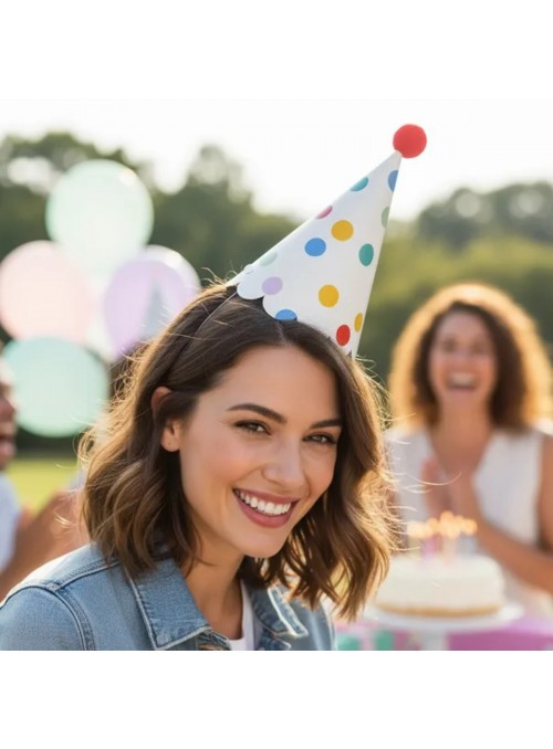 Chapéu de Aniversário Chapeuzinho Confete Mesa Festa 5 Unidades