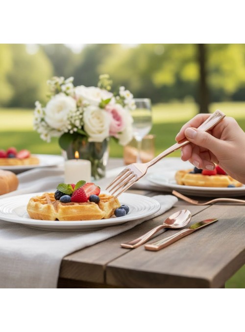 Garfos Refeição Descartáveis de Luxo Rose Gold – 8 unidades