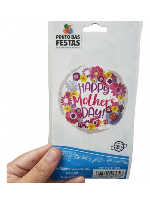 Bexiga Balão Redondo Feliz Dia Das Mães Flores 18 Polegadas 45cm