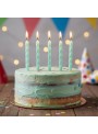 Vela de Aniversário Espiral Verde Tiffany Silver Festas 8 Unidades