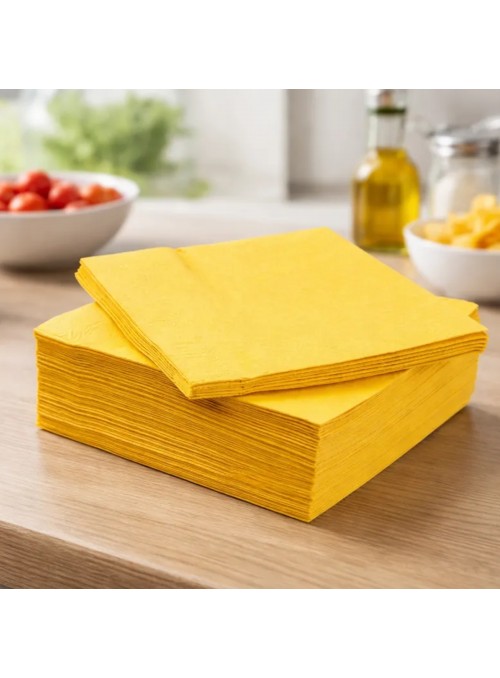 Guardanapos de Papel Folha Dupla Amarelo 32x32 Silver Festas – 20 unidades