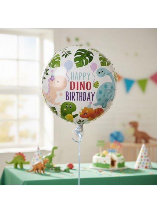 Balão Metalizado Aniversário Happy Dino Birthday 45cm 1 Und
