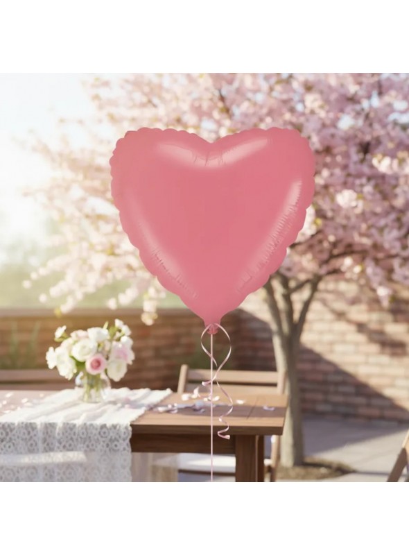 Balão Metalizado Coração Pastel Red Vermelho Cereja 20 Polegadas 50cm Flexmetal