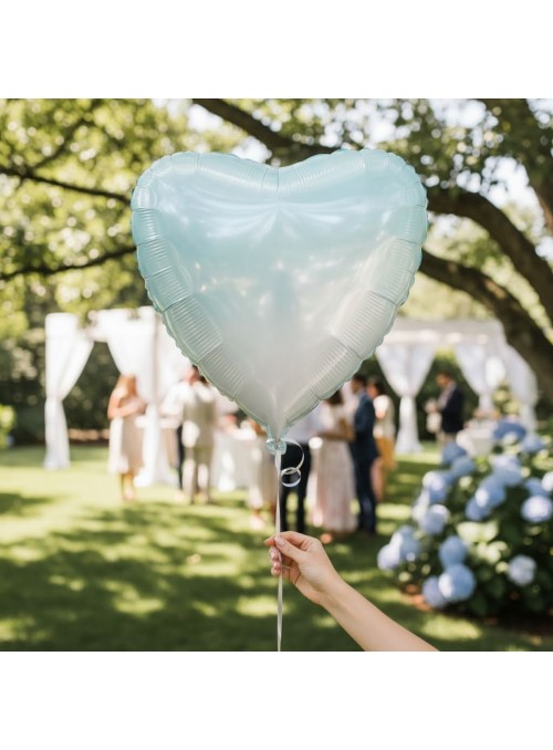 Balão Metalizado Coração Gradiente Azul Bebê 20 Polegadas 50cm