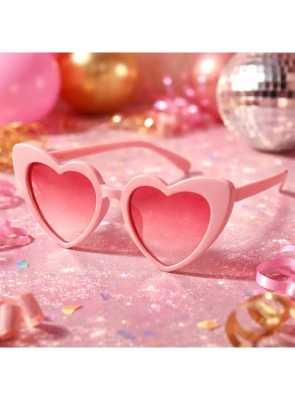 Óculos Gatinho Coração Rosa Claro Retrô Festa Show Lolita Adulto Carnaval