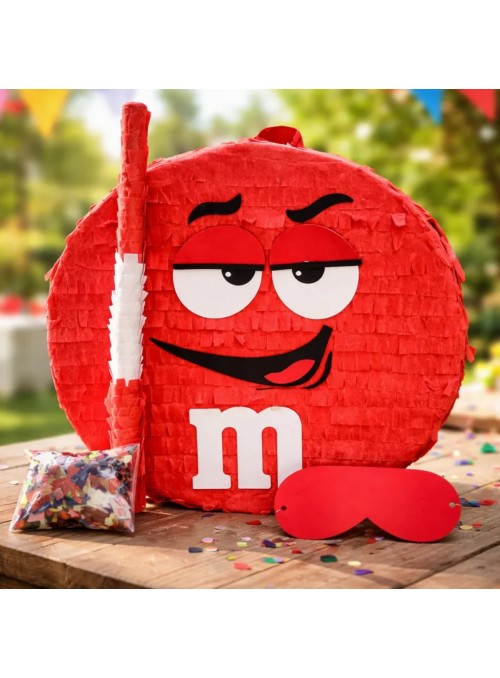 Pinhata Confete Docinho Vermelho Bastão E Máscara Bam Festas