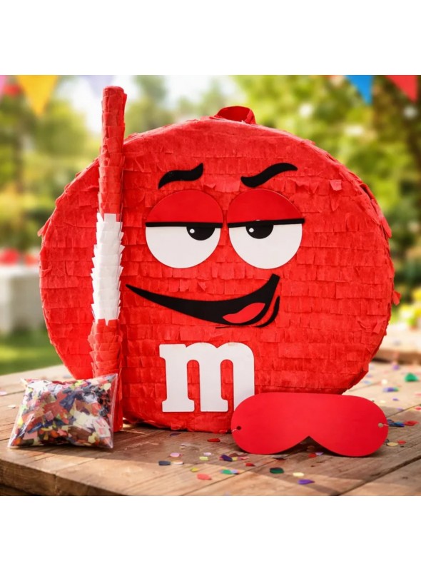 Pinhata Confete Docinho Vermelho Bastão E Máscara Bam Festas