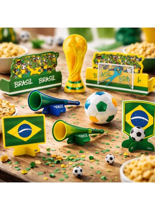 Decoração de Mesa Festa Copa do Mundo 2022 Brasil Festcolor 8 Unidades
