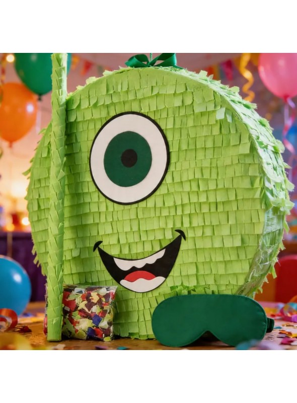 Pinhata Monstrinho Verde Com Bastão E Máscara Bam Festas