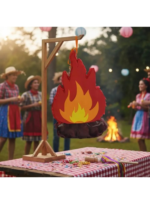 Pinhata Fogueira Com Bastão E Máscara Festa Junina Bam Festa