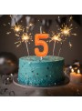 Vela de Aniversário Número 5 Laranja Neon Silver Festas