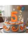 Vela de Aniversário Número 5 Laranja Neon Silver Festas