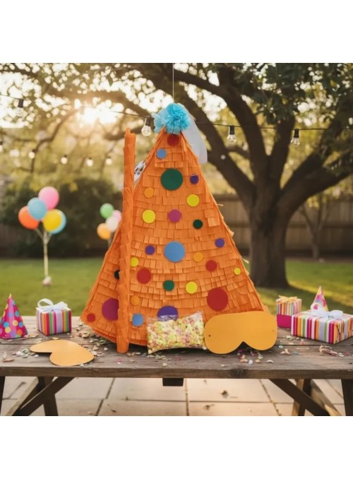 Pinhata Chapéu De Aniversário Colorido Bastão Máscara Confet