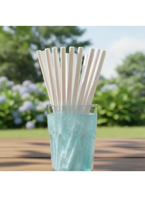 Canudo De Papel Branco Furtacor  12 Und 20 Cm