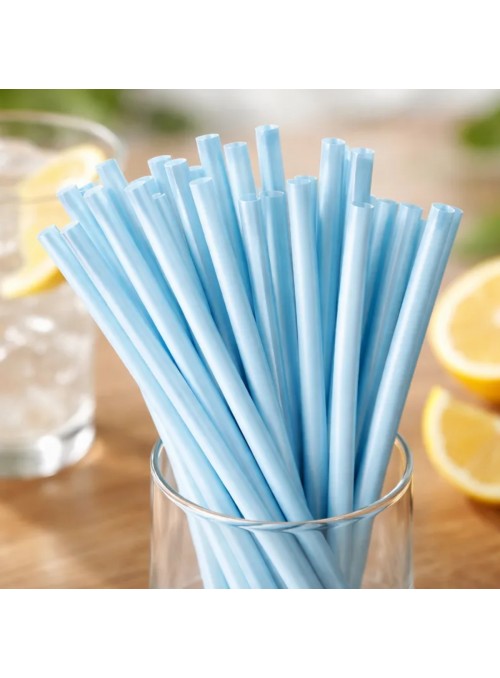 Canudo De Papel Azul Furtacor  12 Und 20 Cm