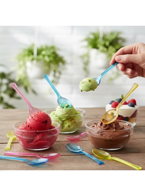 Mini Colher Plástico Colorida Sortida Cores Neon 12 Und