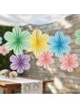Guirlanda Decorativa Leque De Papel Flores Candy Color 6 Und