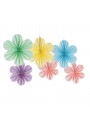 Guirlanda Decorativa Leque De Papel Flores Candy Color 6 Und