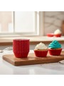 Forminhas de Cupcake Vermelho Impermeáveis e Forneáveis 45 Unidades