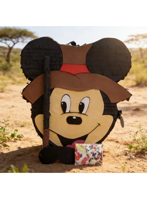 Pinhata Mouse Safari Com Bastão Máscara Confetes Bam Festas