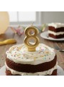 Vela De Aniversário Número 8 Dourada Glitter Silver Festas