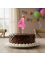 Vela de Aniversário Mini Design Número 4 Rosa