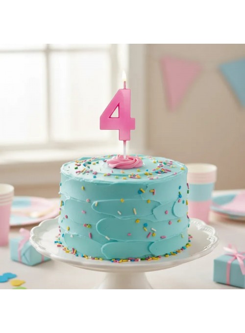 Vela de Aniversário Mini Design Número 4 Rosa