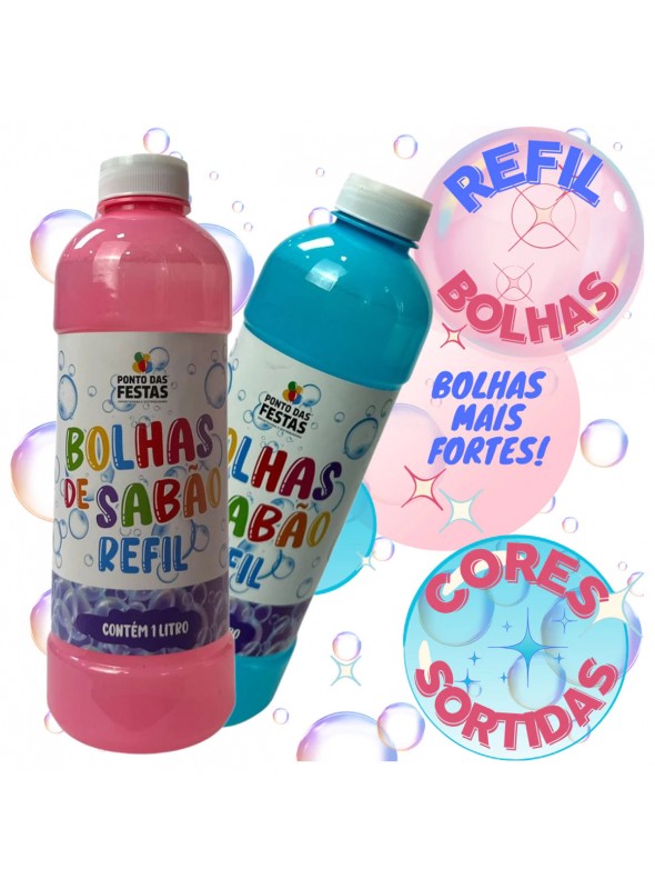 Refil Liquido Bolhas De Sabão 1 Litro Bolinhas Brinquedos