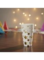 Copo De Papel Estrelas Dourada Metalizada 230ml 8 Un Festa